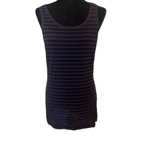 NWT‎ Lands' End Dark Navy Blue Shadow Striped Tank Top Size Small